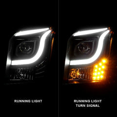 AnzoUSA 111535 Projector Headlights with Light Bar Black Housing