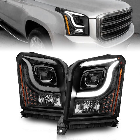 AnzoUSA 111535 Projector Headlights with Light Bar Black Housing