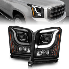 AnzoUSA 111535 Projector Headlights with Light Bar Black Housing
