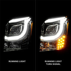 AnzoUSA 111536 Projector Headlights with Light Bar Chrome Housing