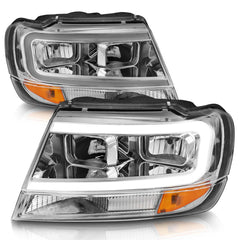 AnzoUSA 111538 Crystal Headlights with Light Bar Chrome Housing