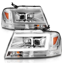 AnzoUSA 111542 Projector Headlights with Light Bar Chrome Housing