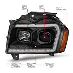 AnzoUSA 111543 Projector Headlights with Light Bar Switchback Black Housing