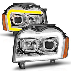 AnzoUSA 111544 Projector Headlights with Light Bar Switchback Chrome Housing