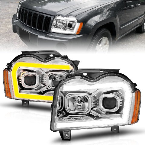 AnzoUSA 111544 Projector Headlights with Light Bar Switchback Chrome Housing