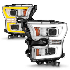 AnzoUSA 111548 Full LED Projector Headlights with Light Bar Switchback Chrome Housing