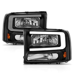 AnzoUSA 111549 Crystal Headlights with Light Bar Black Housing