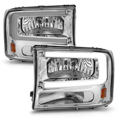 AnzoUSA 111550 Crystal Headlights with Light Bar Chrome Housing