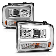 AnzoUSA 111552 Projector Headlights with Light Bar Chrome Housing