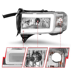AnzoUSA 111555 Crystal Headlights with Light Bar Chrome Housing