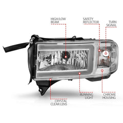 AnzoUSA 111555 Crystal Headlights with Light Bar Chrome Housing