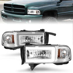 AnzoUSA 111555 Crystal Headlights with Light Bar Chrome Housing