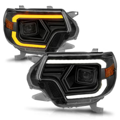 AnzoUSA 111556 Projector Headlights with Light Bar Switchback Black Housing