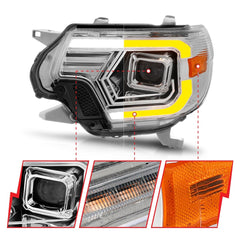 AnzoUSA 111557 Projector Headlights with Light Bar Switchback Chrome Housing