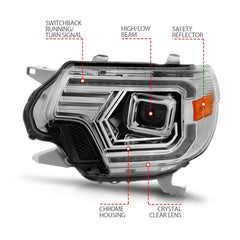 AnzoUSA 111557 Projector Headlights with Light Bar Switchback Chrome Housing