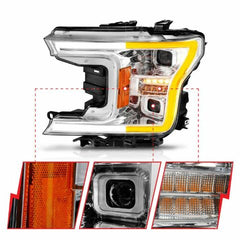 AnzoUSA 111571 FORD F-150 18-20 FULL LED PROJECTOR CHROME HEADLIGHTS W/ INITIATION FEATURE and SEQUENTIAL SIGNAL DOES NOT FIT MODELS WITH LED SYSTEM