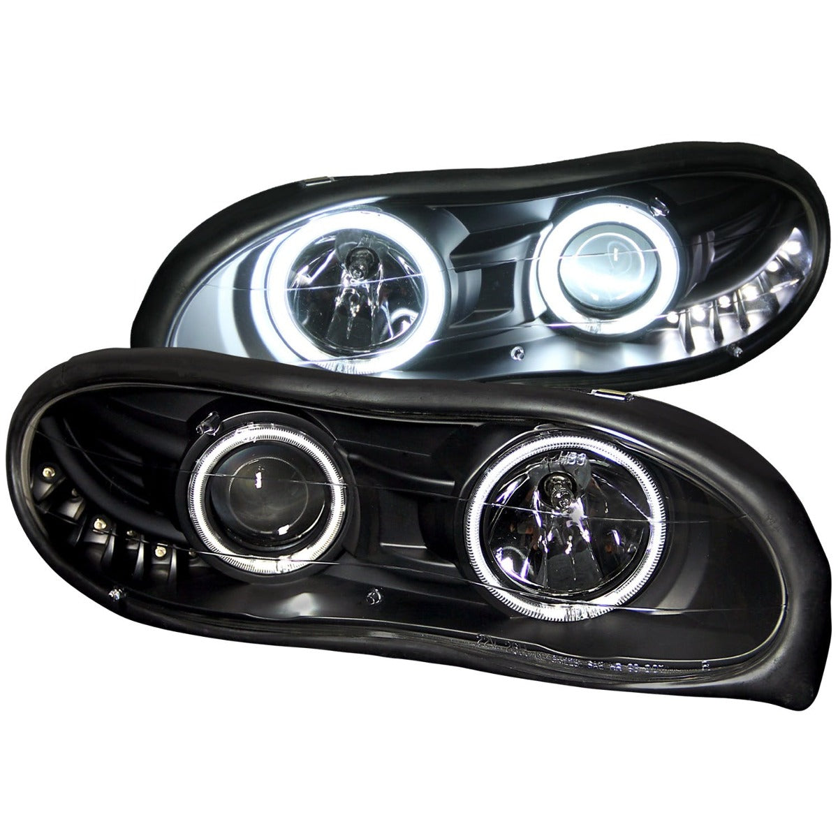 AnzoUSA 121160 Projector Headlights with Halo Black