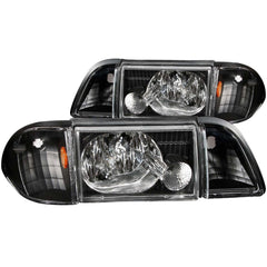 AnzoUSA 121192 Crystal Headlights Black with Corner Lights 2pc