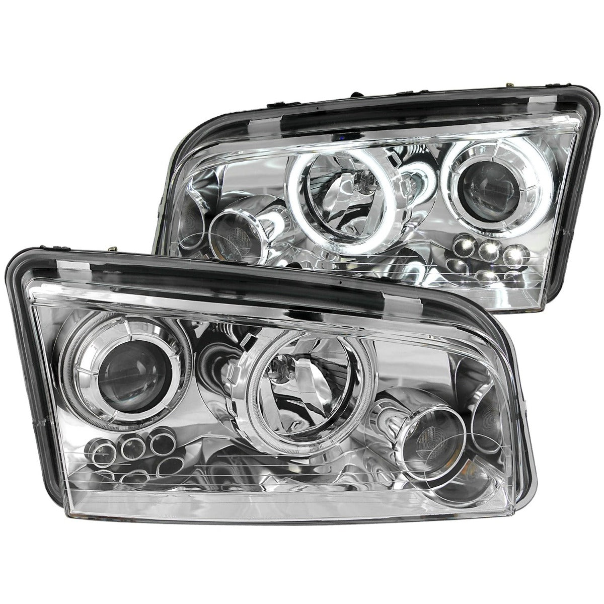 AnzoUSA 121217 Projector Headlights with Halo Chrome (SMD LED)