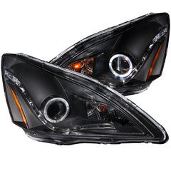 AnzoUSA 121337 Projector Headlights with Halo Black (R8 Style)