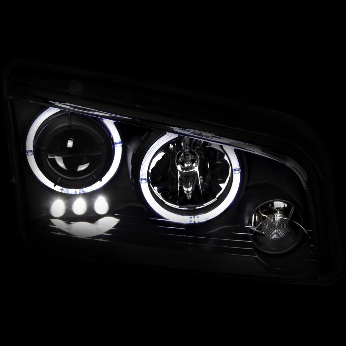 AnzoUSA 121381 Projector Headlights with Halo Black