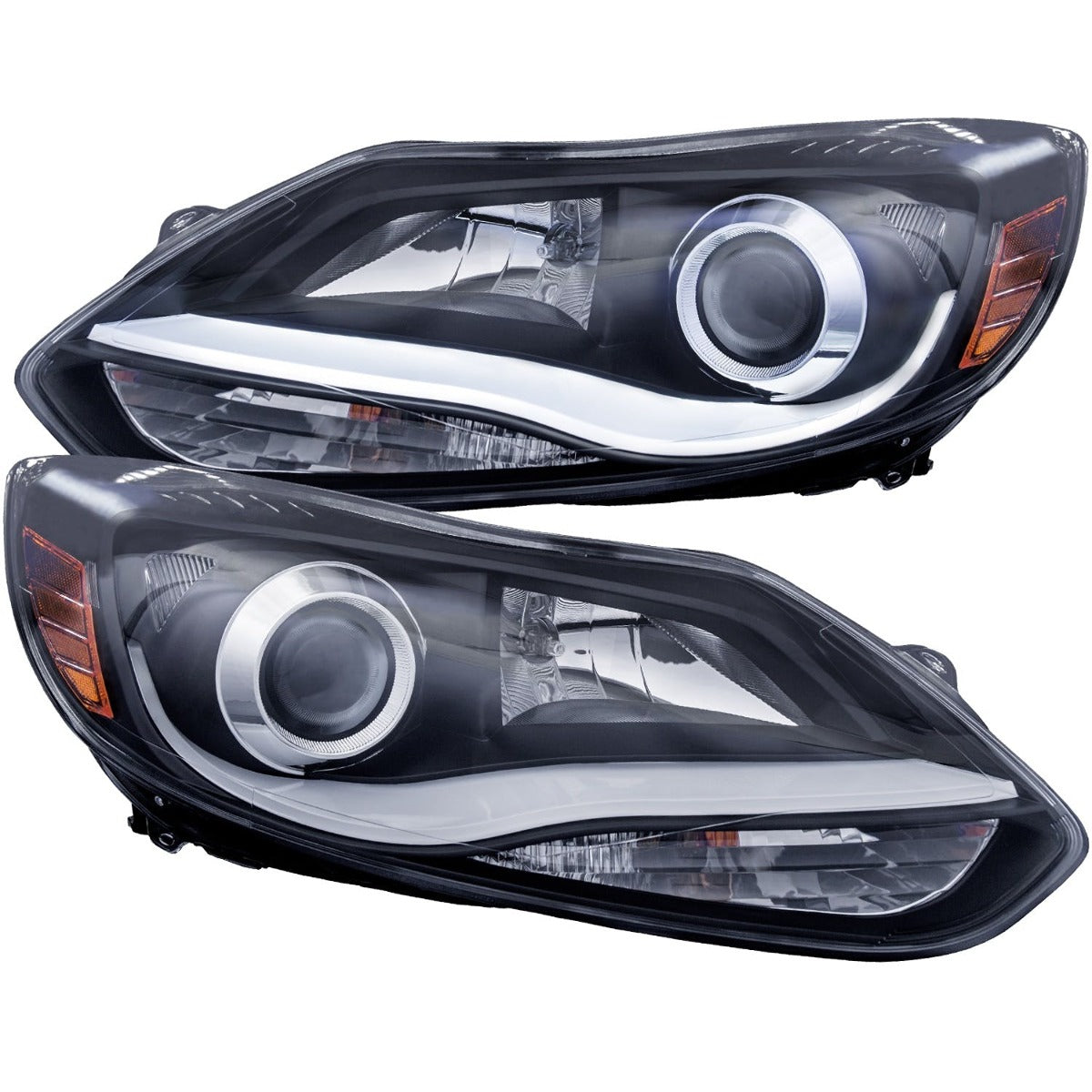 AnzoUSA 121490 Projector Headlights with Plank Style Design Black