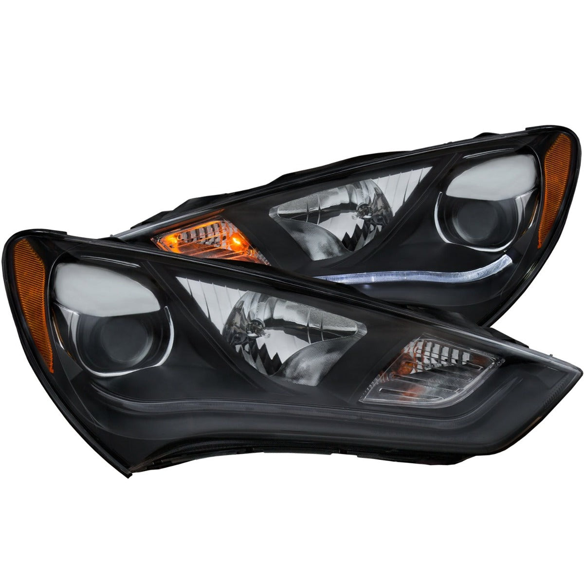 AnzoUSA 121511 Projector Headlights with Plank Style Design Black (HID Compatible)