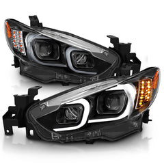 AnzoUSA 121516 Projector Headlights with Plank Style Design Black