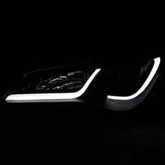 AnzoUSA 121518 Projector Headlights with Plank Style Design Black with Amber