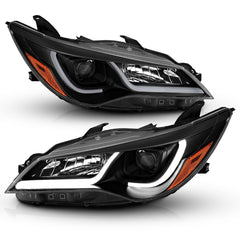 AnzoUSA 121518 Projector Headlights with Plank Style Design Black with Amber