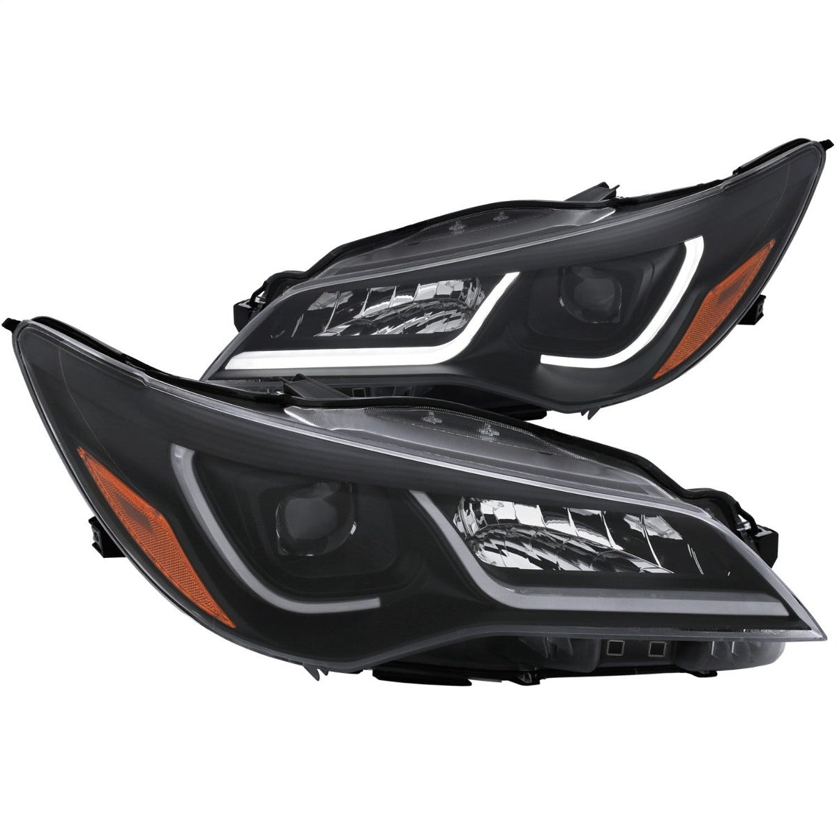 AnzoUSA 121518 Projector Headlights with Plank Style Design Black with Amber