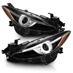 AnzoUSA 121522 Projector Headlights with Halo Black with Amber