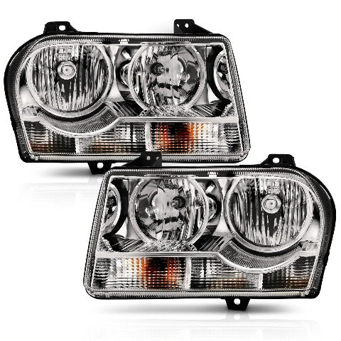 AnzoUSA 121529 Crystal Headlight Chrome Amber