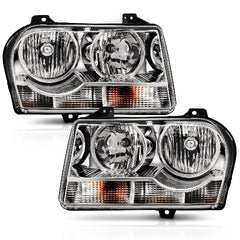 AnzoUSA 121529 Crystal Headlight Chrome Amber
