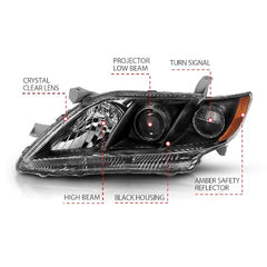 AnzoUSA 121539 Projector Headlight Black Amber
