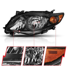 AnzoUSA 121541 Crystal Headlight Black Amber