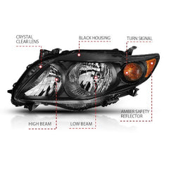 AnzoUSA 121541 Crystal Headlight Black Amber