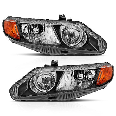 AnzoUSA 121547 Crystal Headlight Black Amber (OE Replacement)