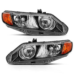 AnzoUSA 121547 Crystal Headlight Black Amber (OE Replacement)