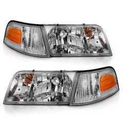 AnzoUSA 121556 Crystal Headlight Chrome with Bumper Light (OE)