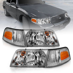 AnzoUSA 121556 Crystal Headlight Chrome with Bumper Light (OE)