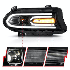 AnzoUSA 121559 Projector Headlights Plank Style Black