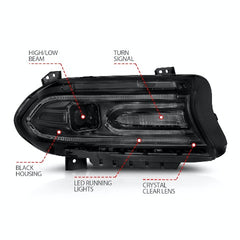 AnzoUSA 121559 Projector Headlights Plank Style Black