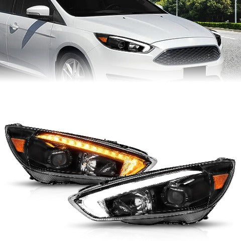AnzoUSA 121564 Projector Headlights with Light Bar Switchback Black Housing with DRL