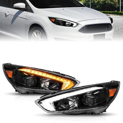AnzoUSA 121564 Projector Headlights with Light Bar Switchback Black Housing with DRL