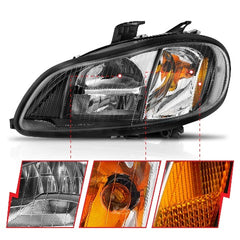 AnzoUSA 131030 LED Crystal Headlights Black Housing with Clear Lens