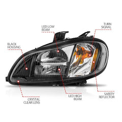 AnzoUSA 131030 LED Crystal Headlights Black Housing with Clear Lens
