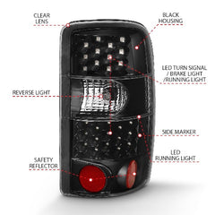 AnzoUSA 311298 LED Taillights Black/Clear