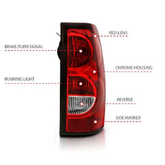 AnzoUSA 311302 Taillight Red/Clear Lens with Black Trim (OE Replacement)