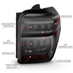 AnzoUSA 311312 Tail Lights Black Housing Smoke Lens Red Light Bar With sequential